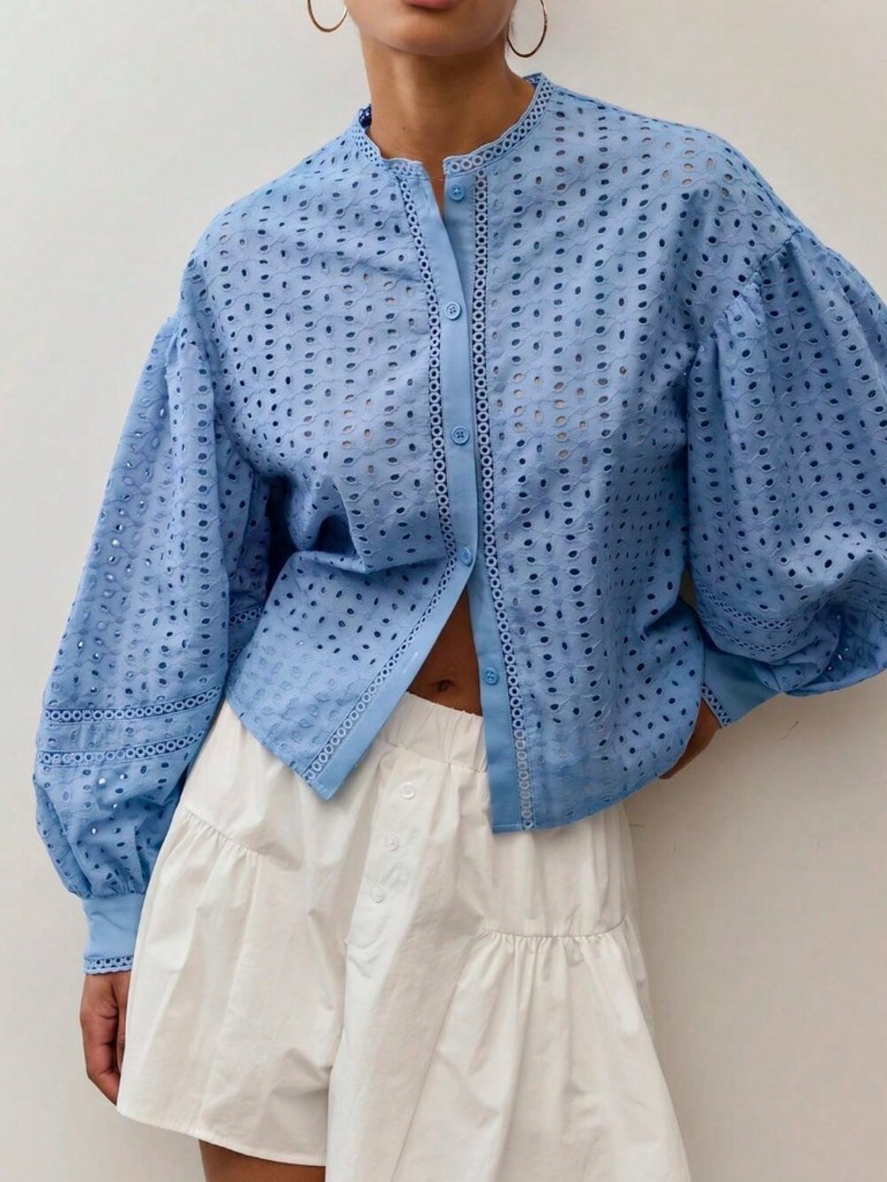 Blue Casual Women's Button-Front Blouse